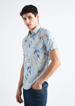 All Yours Ocean breeze blue Nautical Printed Shirt Side