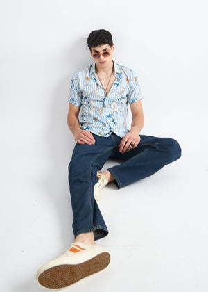 All Yours Ocean breeze blue Nautical Printed Shirt Sitting