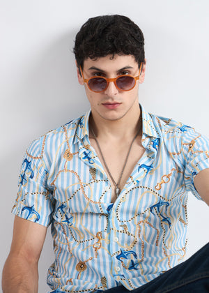 All Yours Ocean breeze blue Nautical Printed Shirt Zoom
