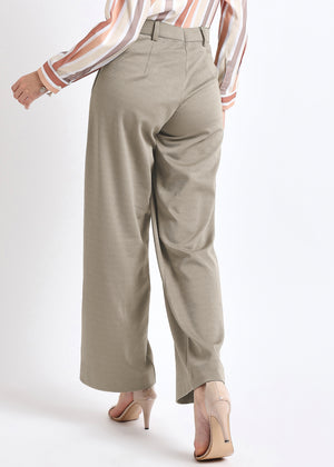 All Yours Off White Solid Front Pleated Trouser Back