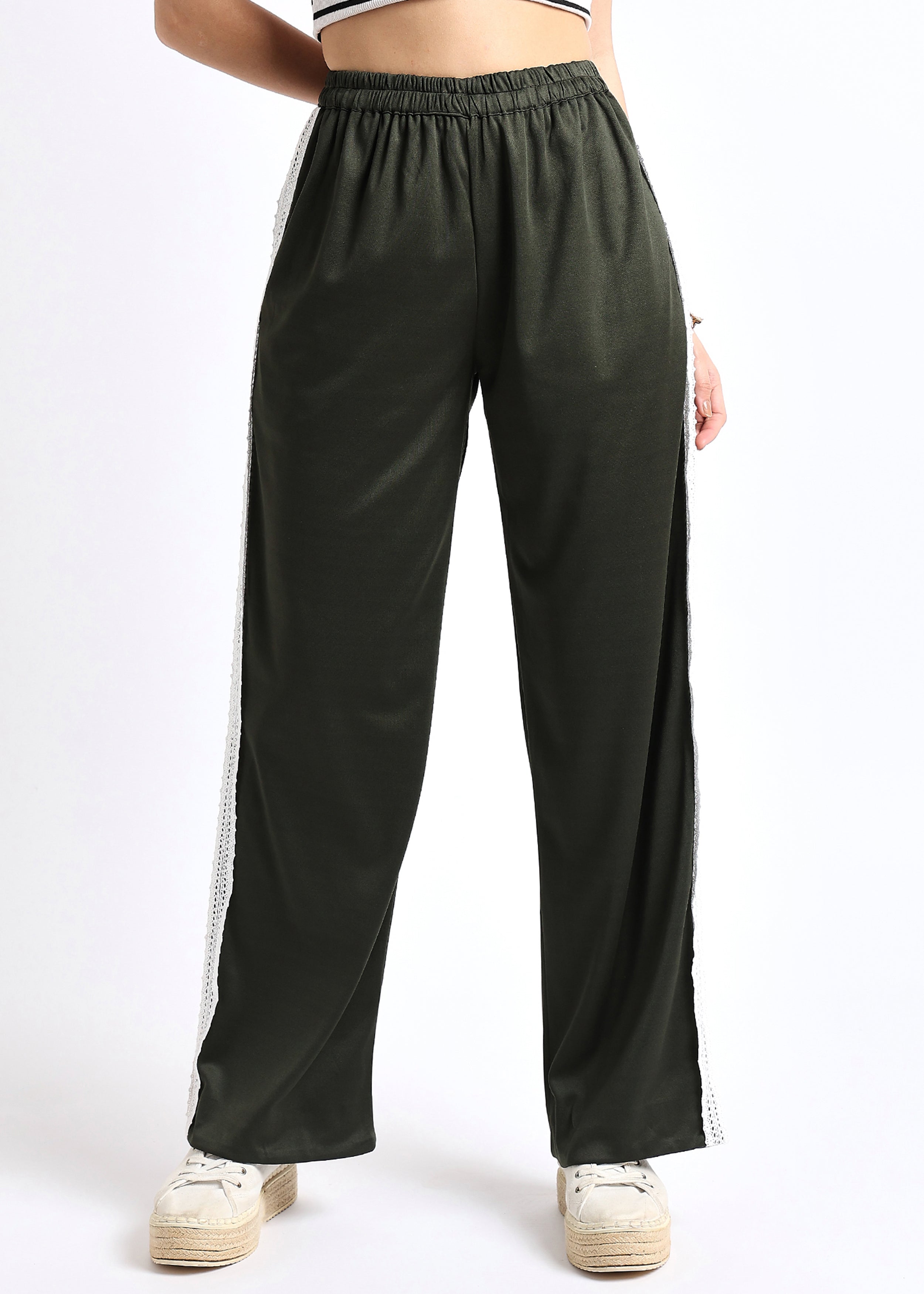 All Yours Olive Lace Insert Trouser Front_1