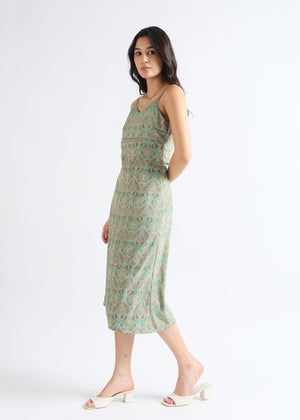 All Yours Pale Green Floral Fantasy Fit & Flare Midi Dress Side