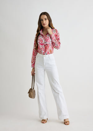 All Yours Pink Paisley Regular Printed Shirt Front_2