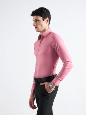 All Yours Pink Twill Stretch Cotton Shirt Side