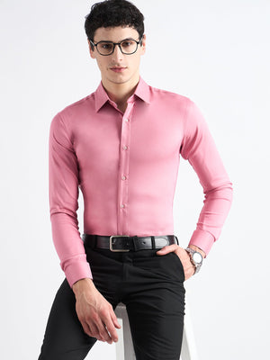 All Yours Pink Twill Stretch Cotton Shirt Sitting