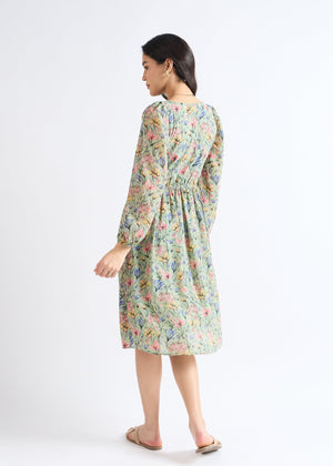 All Yours Pistachio Floral Fantasy Fit & Flare Midi Dress Back