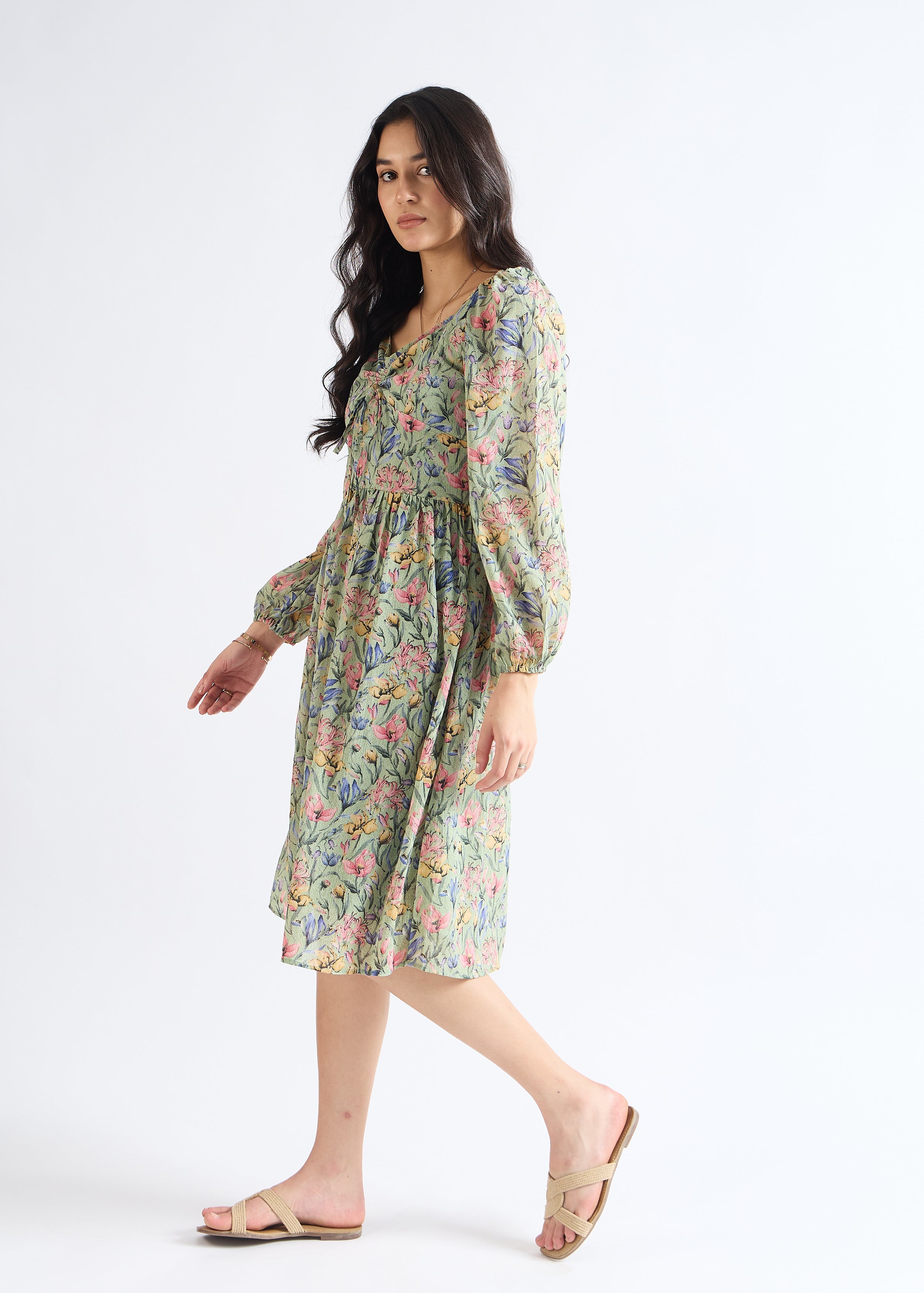 All Yours Pistachio Floral Fantasy Fit & Flare Midi Dress Side