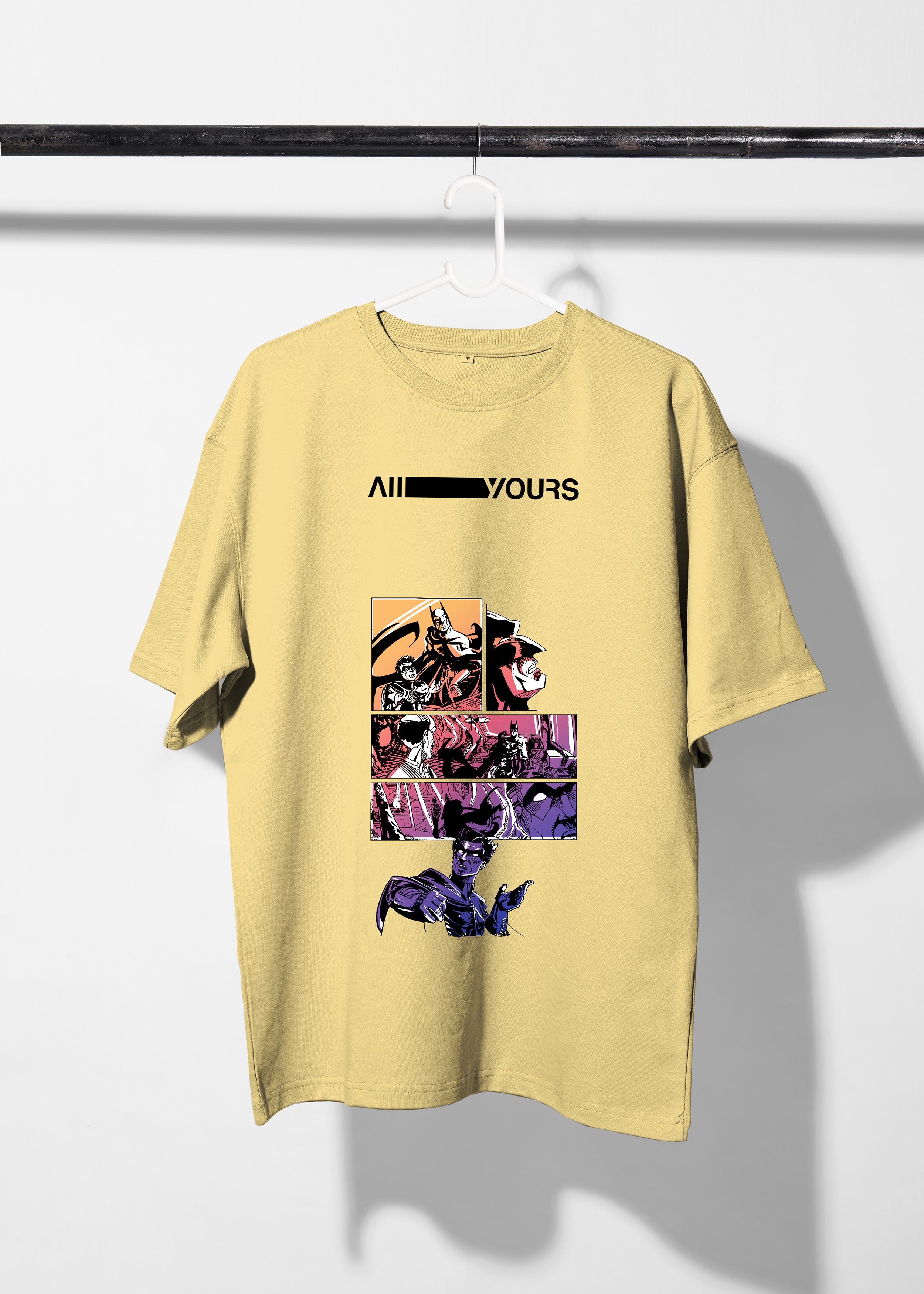 All Yours Popcorn Oversized T-shirt with Bad Man Graphic Front