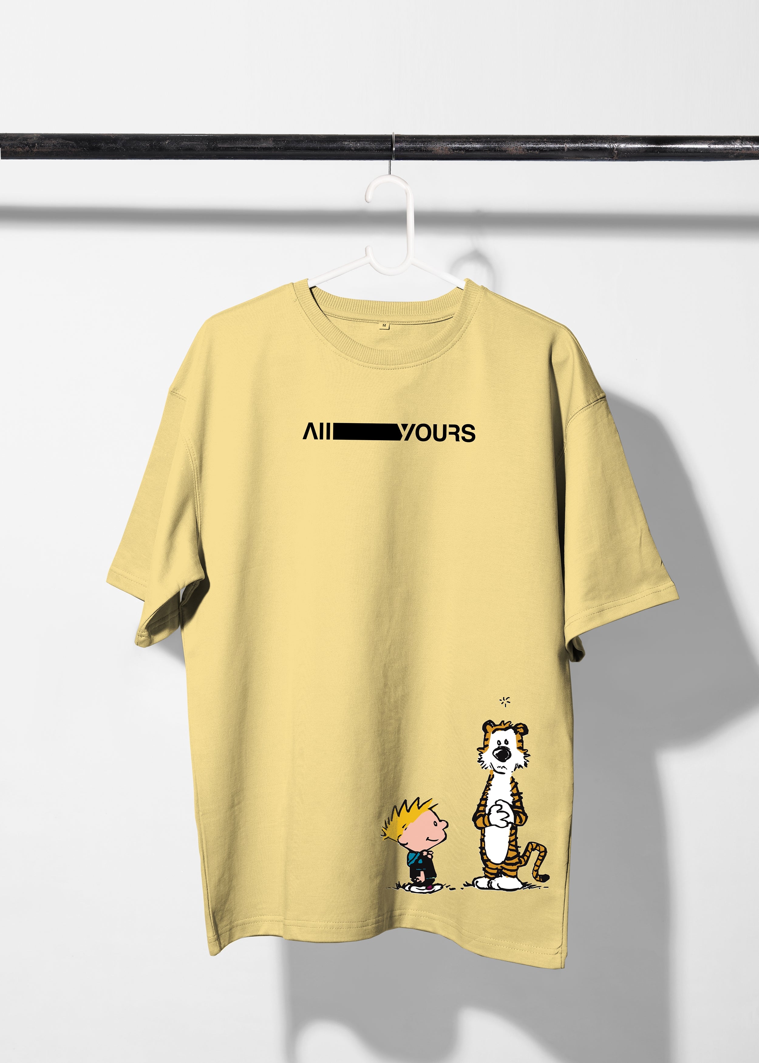 All Yours Popcorn Oversized T-shirt with Comic Style Graphic Front