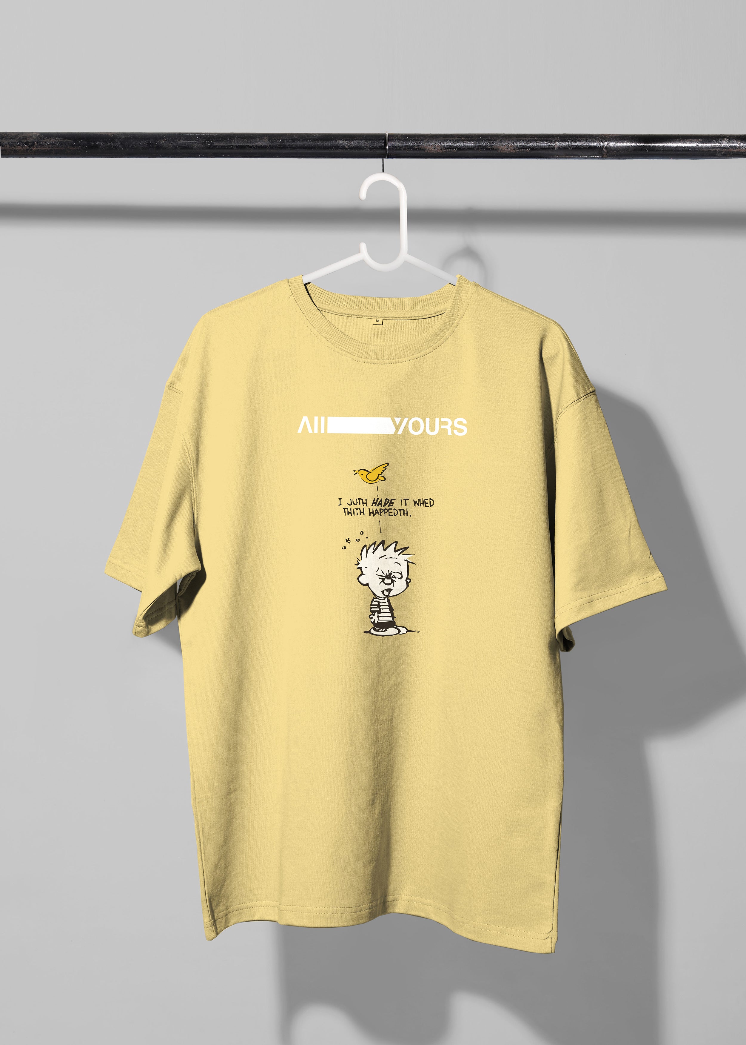 All Yours Popcorn Oversized T-shirt with Ouch Graphic Front