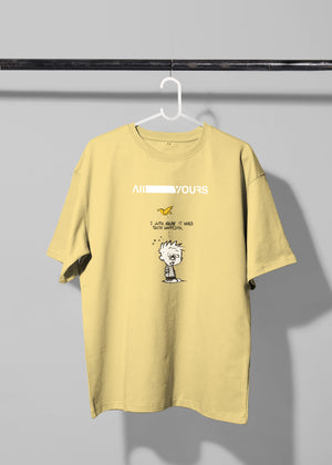 All Yours Popcorn Oversized T-shirt with Ouch Graphic Front