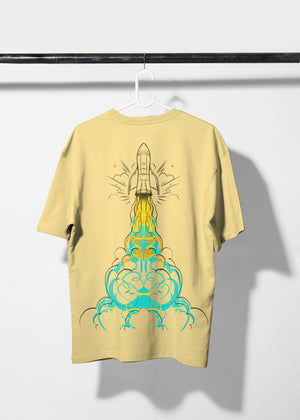 All Yours Popcorn Oversized T-shirt with Rocket Graphic Back