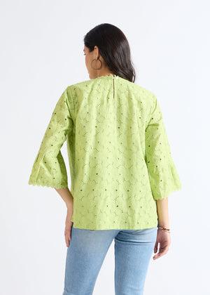 All Yours Sprout Green Lace-Inset A-Line Top Back