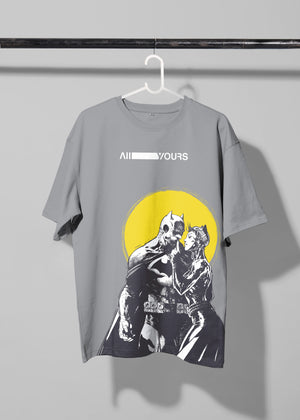 All Yours Ultimate Grey Oversized T-shirt with Comic style Graphic Front