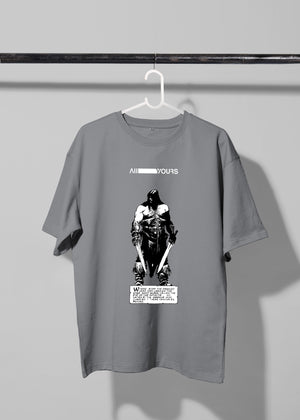 All Yours Ultimate Grey Oversized T-shirt with Darkur Graphic Front