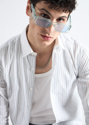 All Yours White Classic Oxford Striped Shirt Zoom