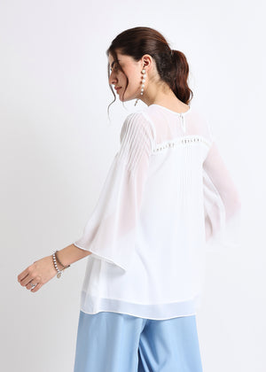 All Yours White Embroidered Lace Up Top Back