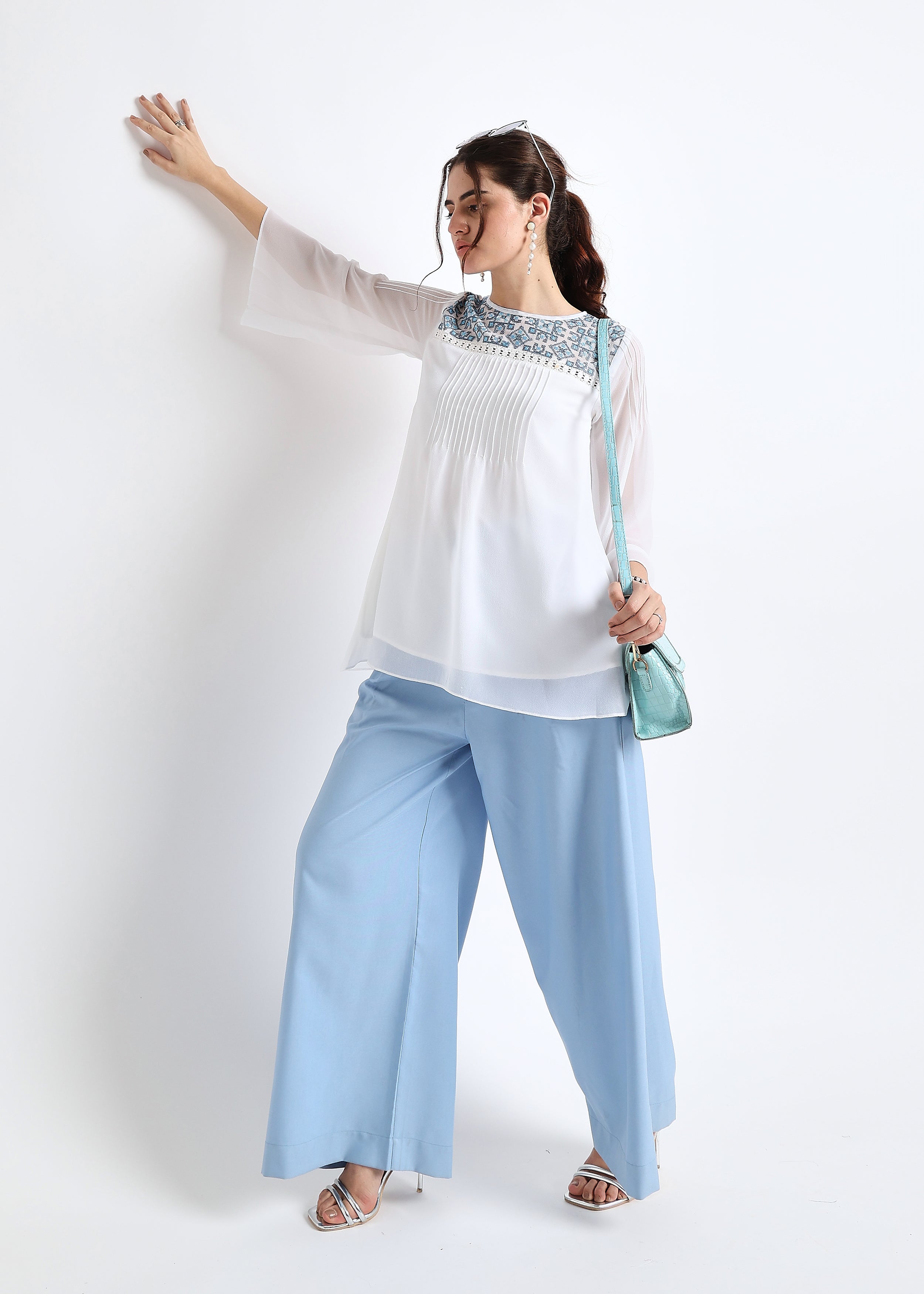 All Yours White Embroidered Lace Up Top Front_2