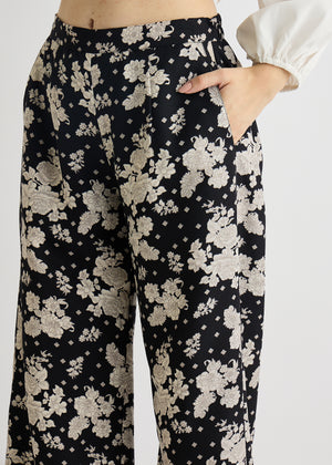 All Yours Womens Black Floral Print Trouser Bottom