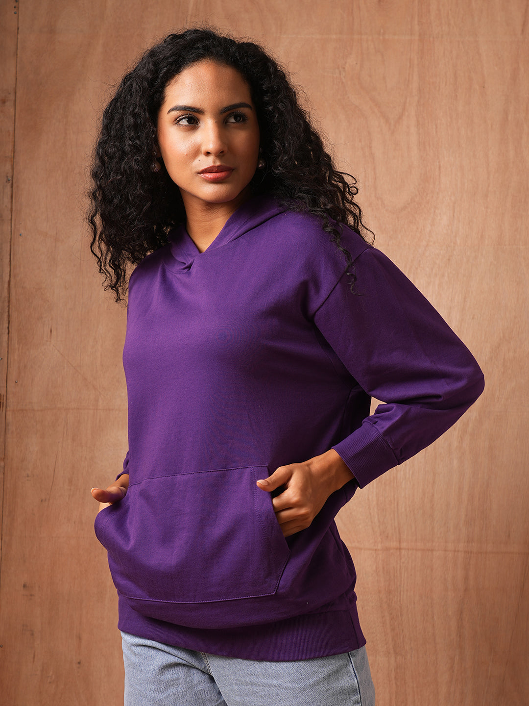 Purple Oversized Hooded Sweatshirt