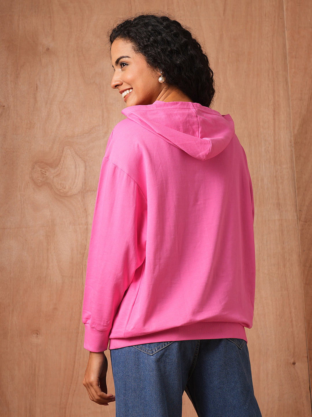 Pink Oversized Hooded Sweatshirt