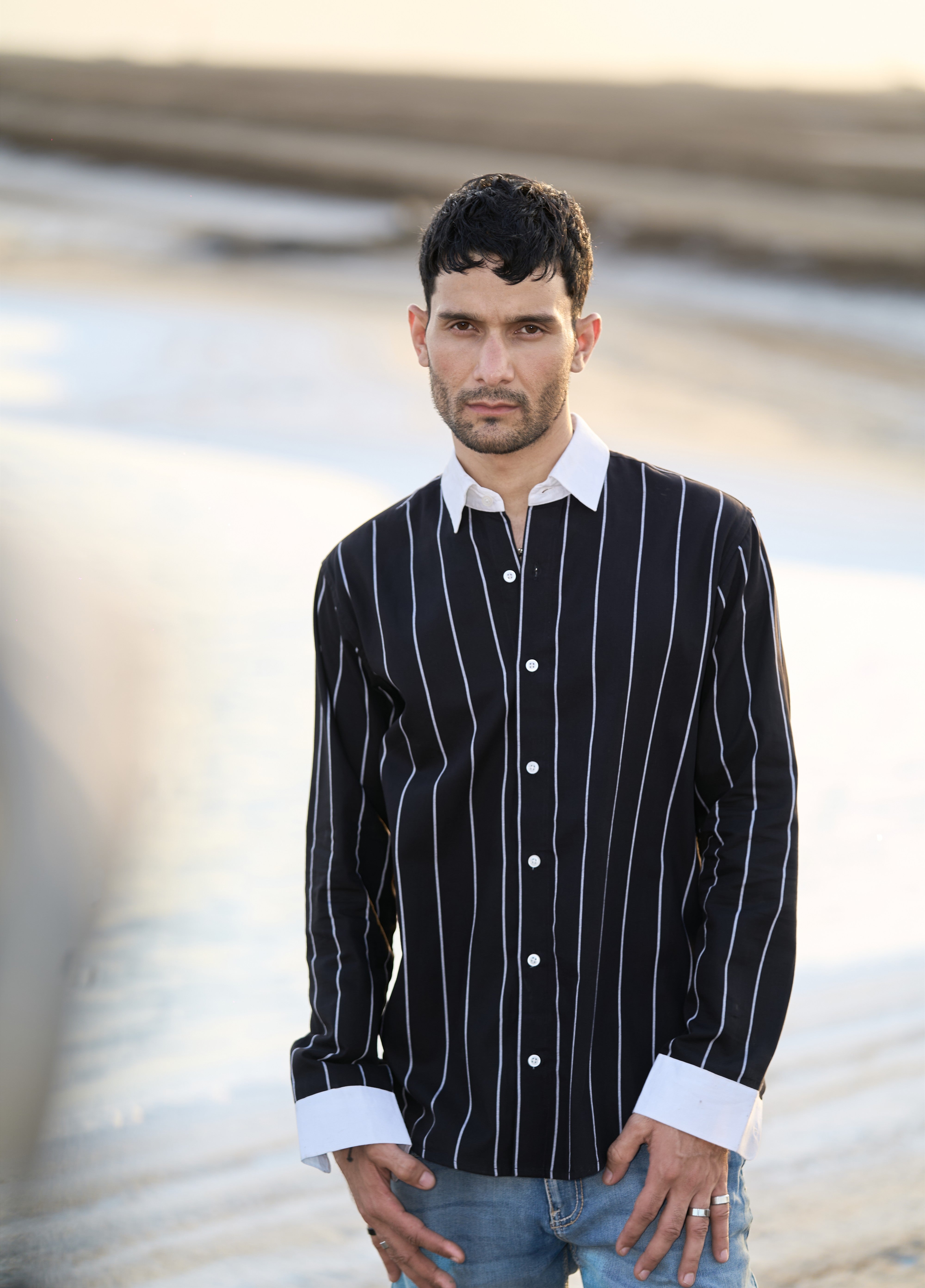 Noir black Classic Oxford Striped Shirt
