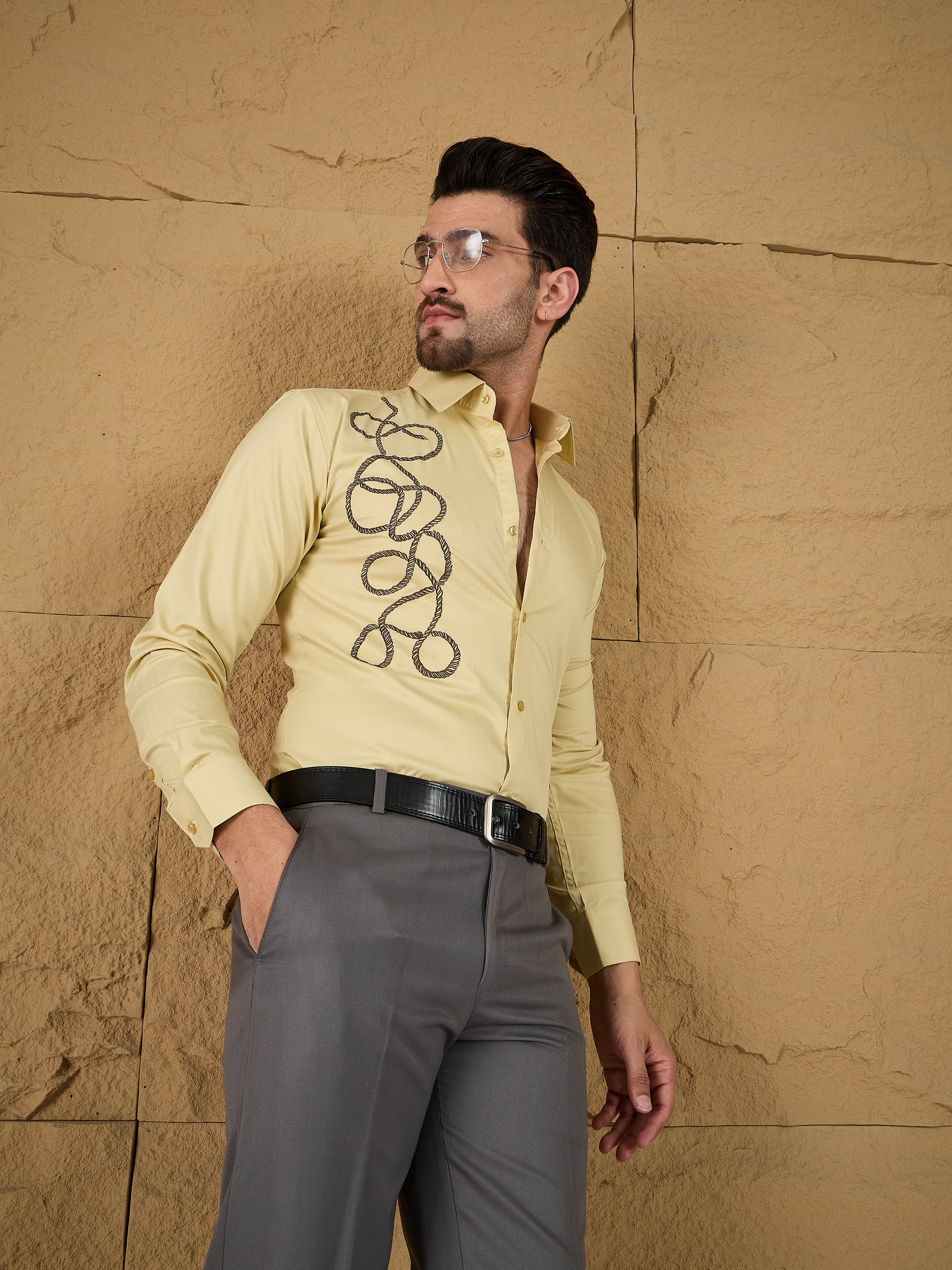 Star Dust Embroidered Stretch Cotton Shirt