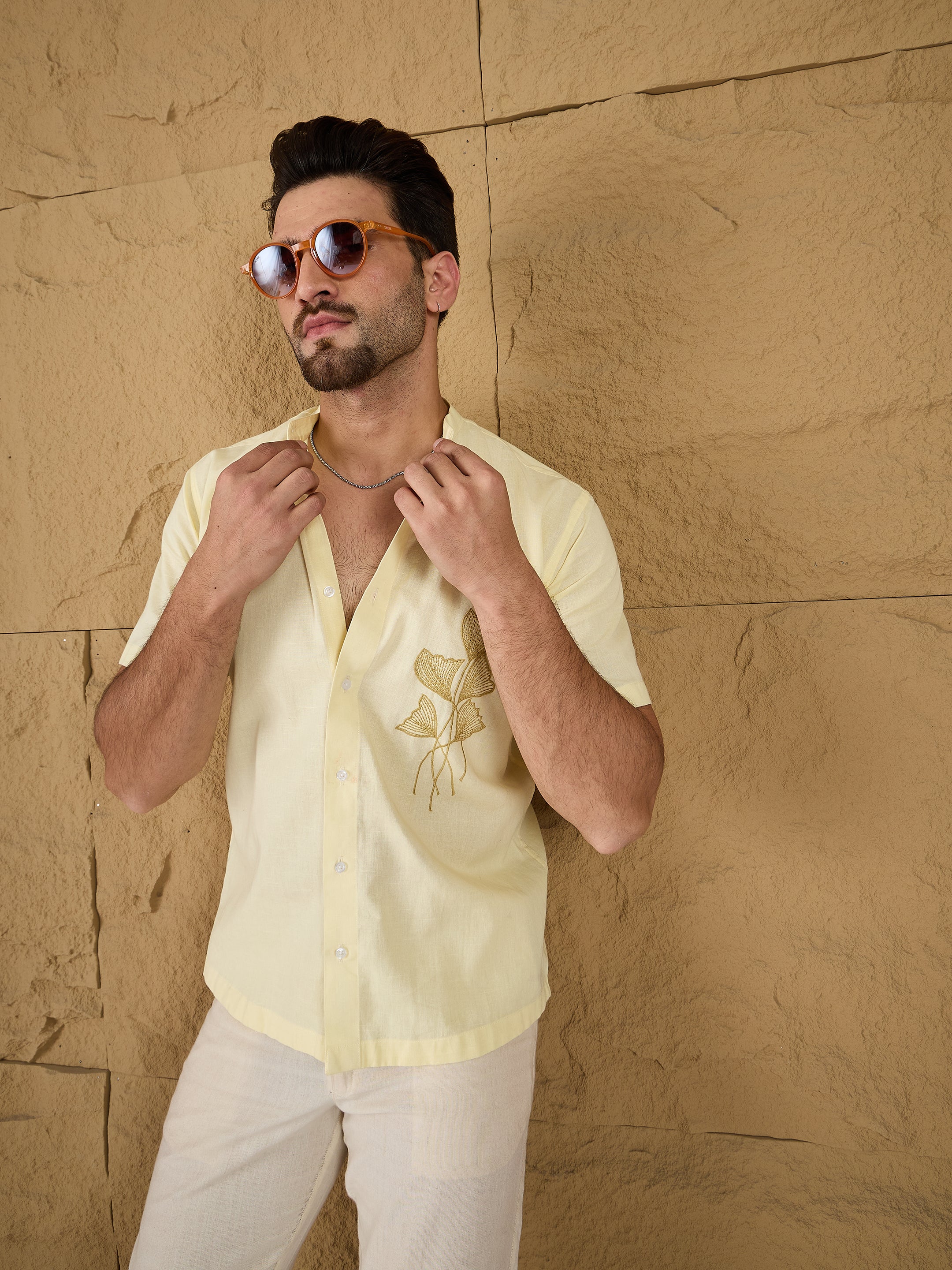 Citrine Yellow Embroidered Shirt