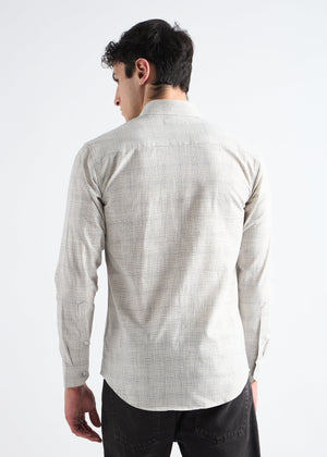 All Yours Beige Premium Cotton Check Shirt Back