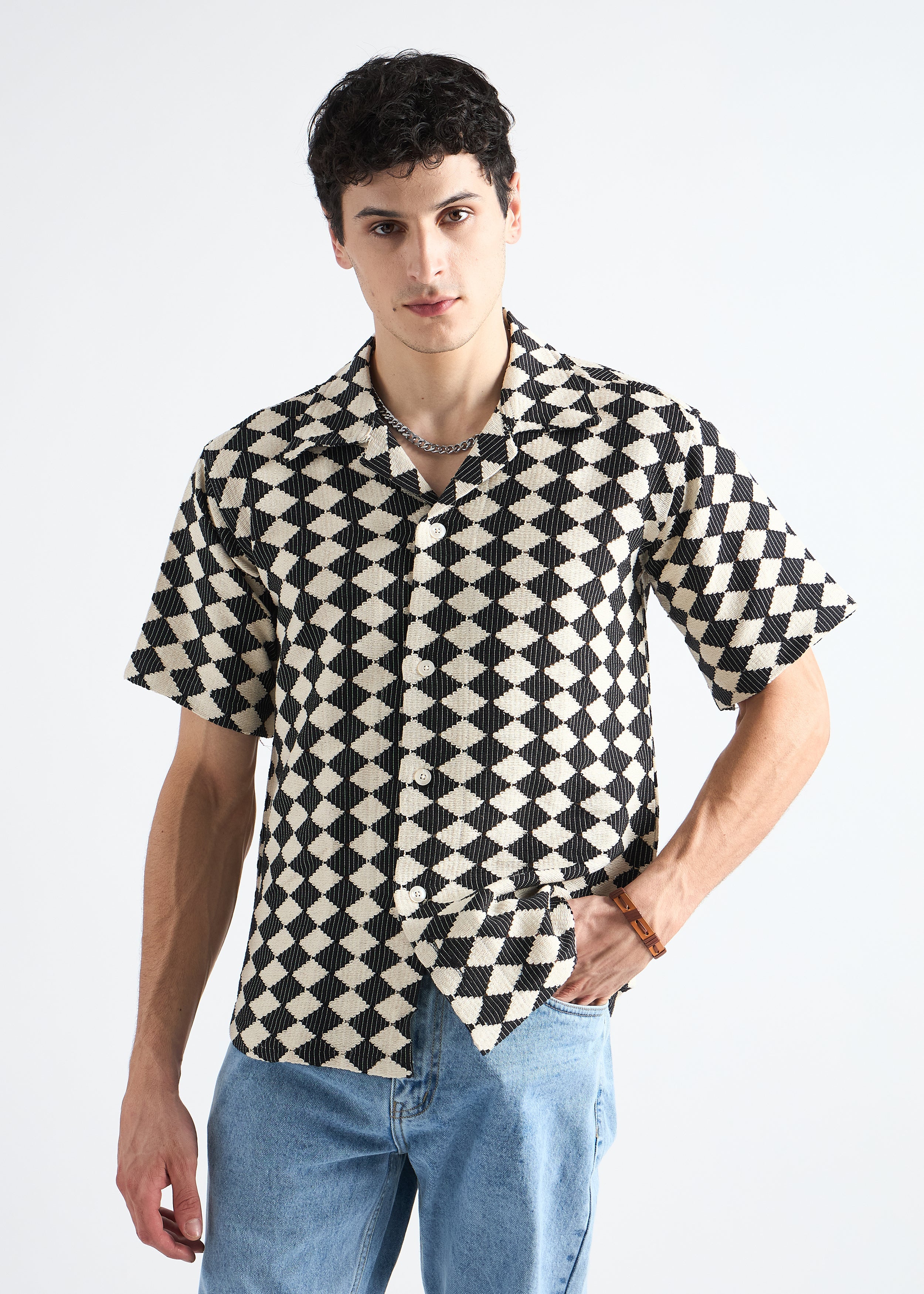 All Yours Black Crochet Cuban Shirt Front_1