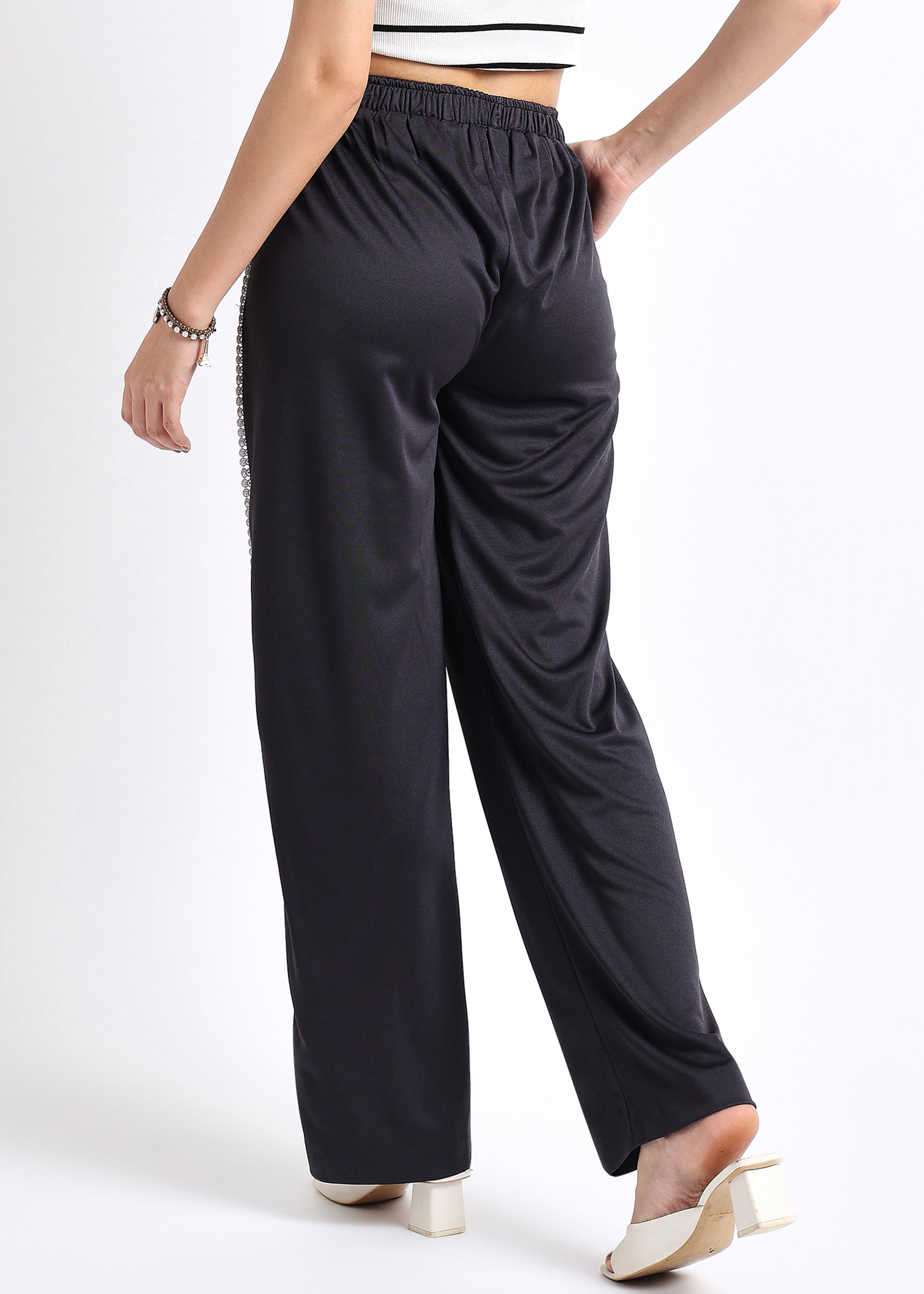 All Yours Black Lace Insert Trouser Back
