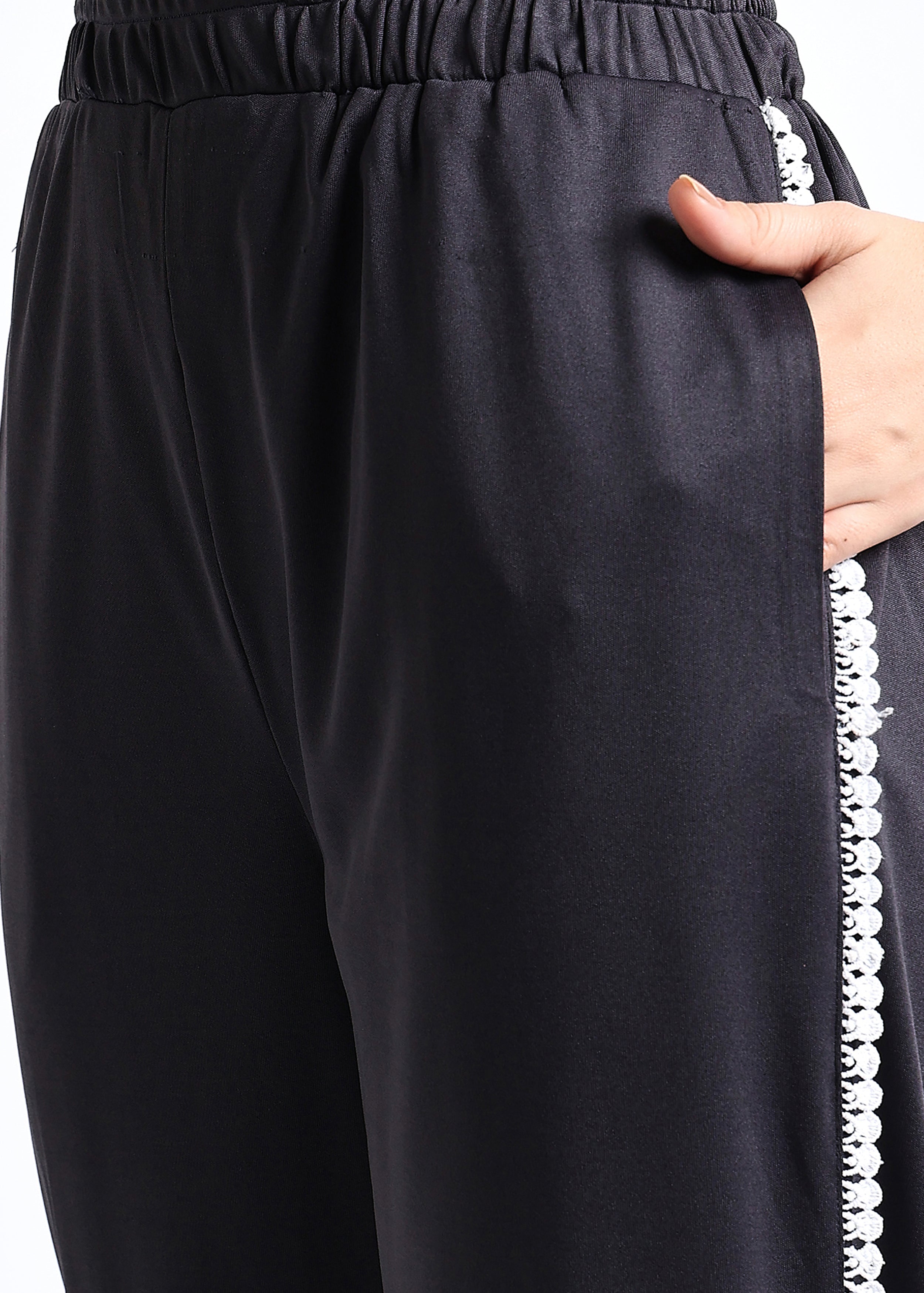 All Yours Black Lace Insert Trouser Bottom