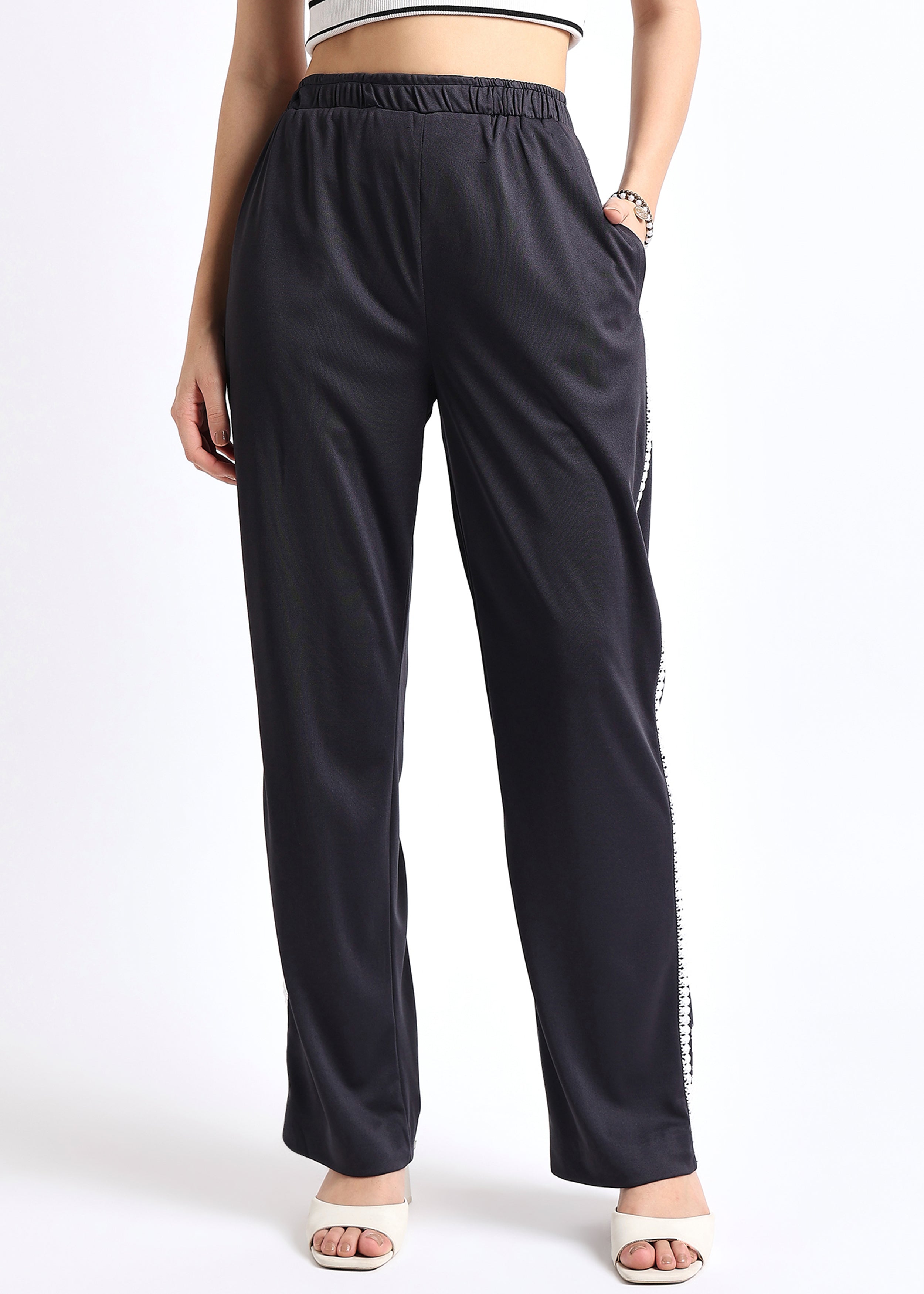 All Yours Black Lace Insert Trouser Front_1