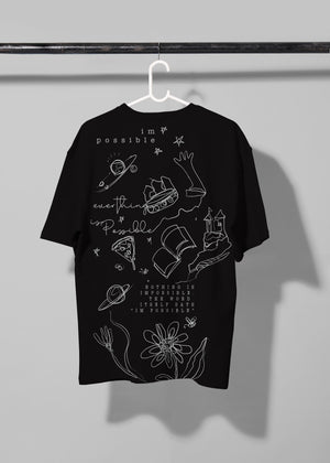 All Yours Black Oversized T-shirt with I'm Possible graphic Back
