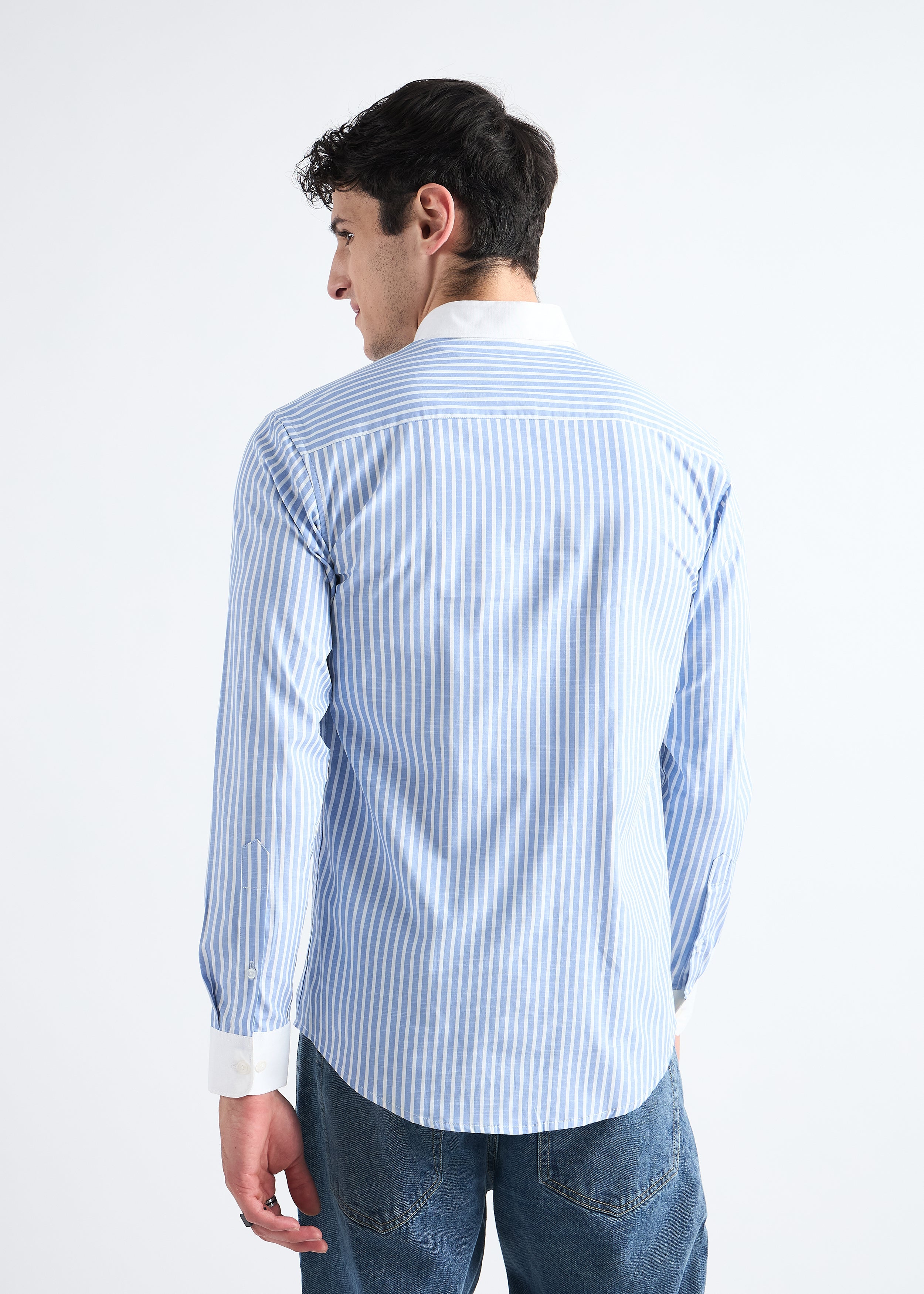 All Yours Blue azure Classic Oxford Striped Shirt Back