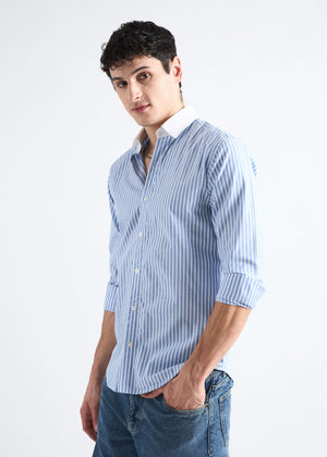 All Yours Blue azure Classic Oxford Striped Shirt Front_1