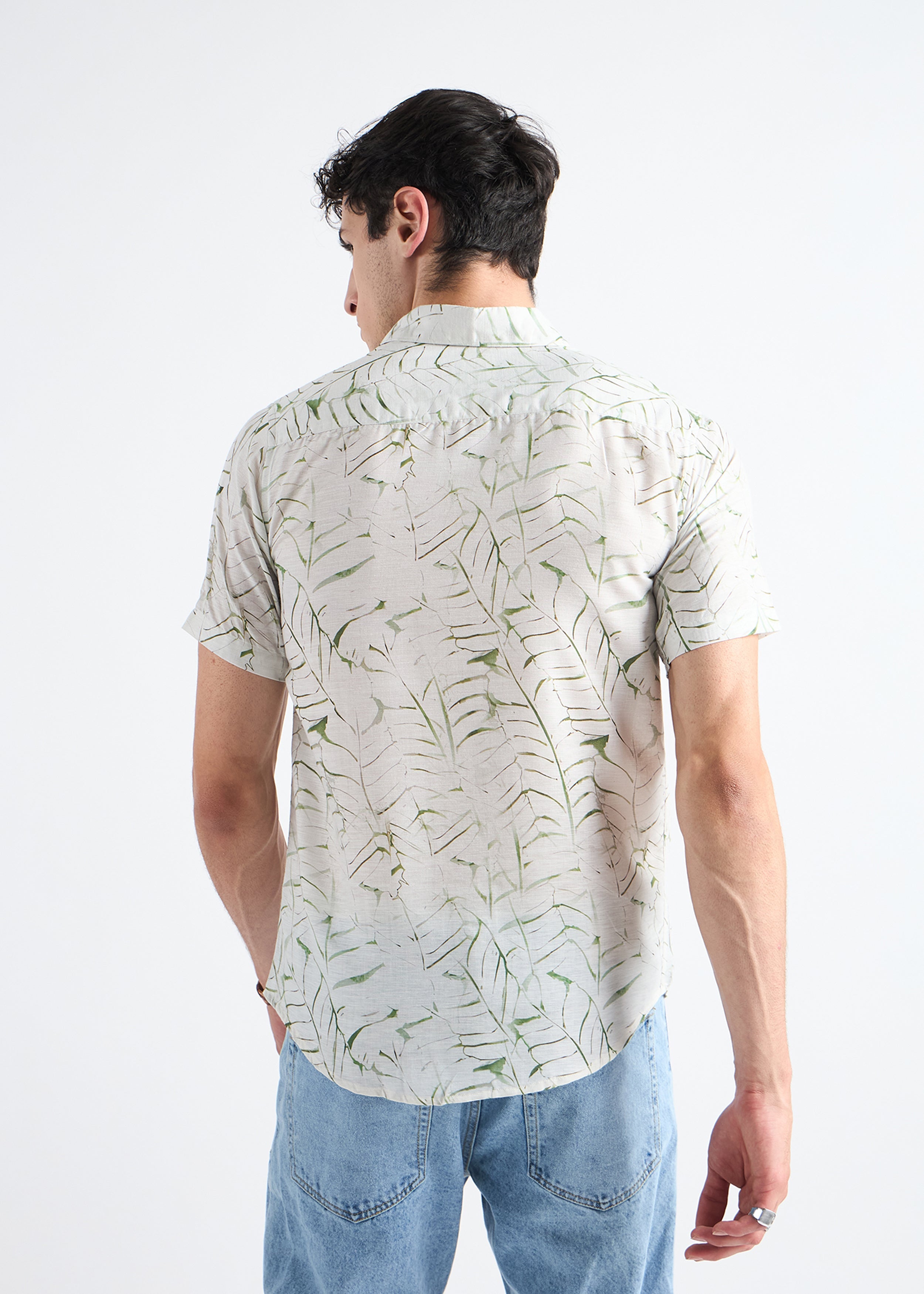 All Yours Creamy hue Printed Linen Blend Resort Shirt Back
