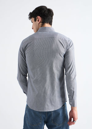 All Yours Granite Grey Houndstooth Checked Cotton Shirt Back
