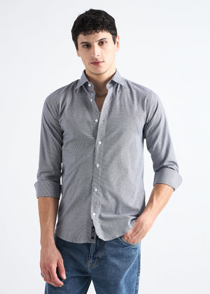 All Yours Granite Grey Houndstooth Checked Cotton Shirt Front_1