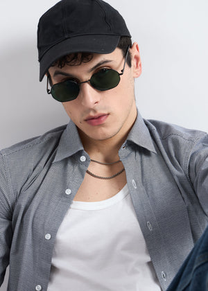 All Yours Granite Grey Houndstooth Checked Cotton Shirt Zoom