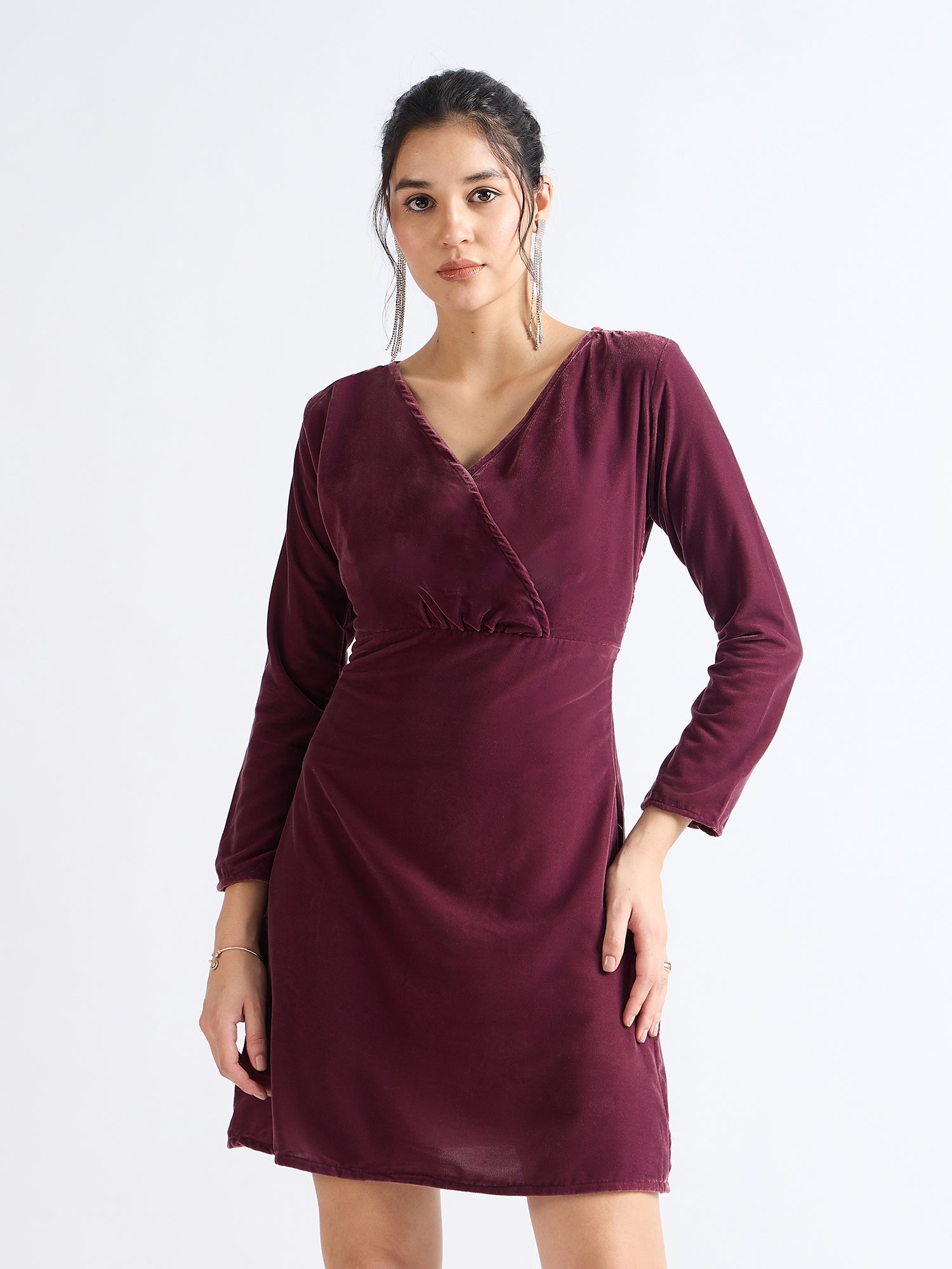 All Yours Grape Classic Velvet Fit & Flare Dress Front