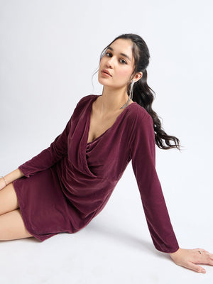 All Yours Grape Classic Velvet Fit & Flare Dress Sitting