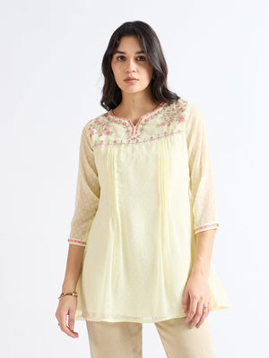 All Yours Hampton Embroidered Floral Blouson Top Front