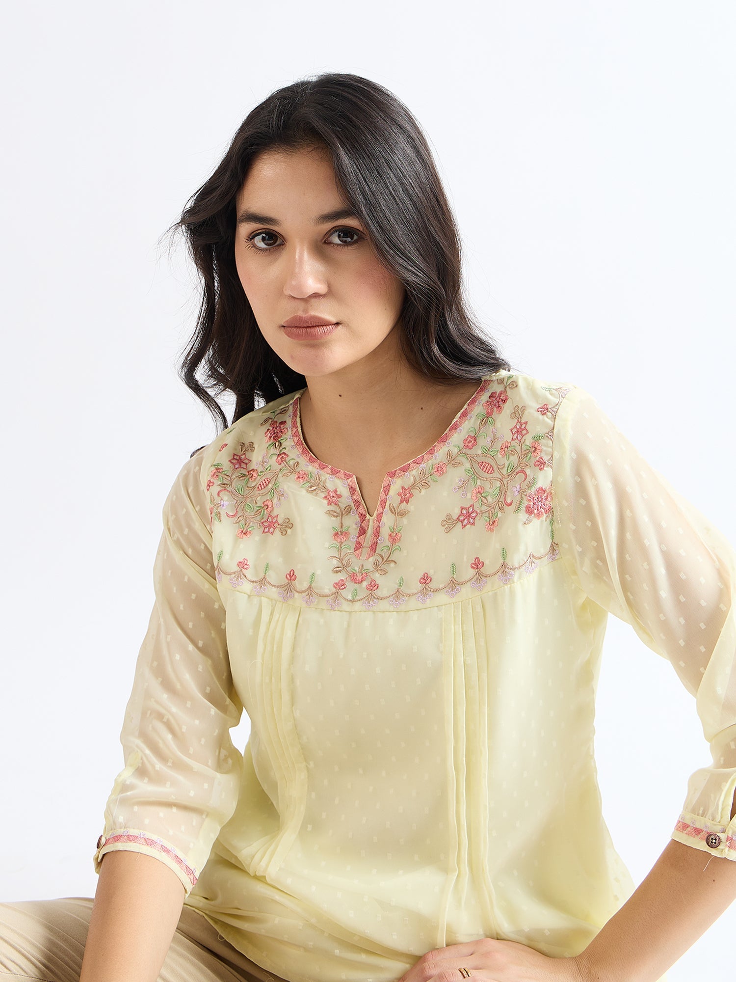 All Yours Hampton Embroidered Floral Blouson Top Zoom