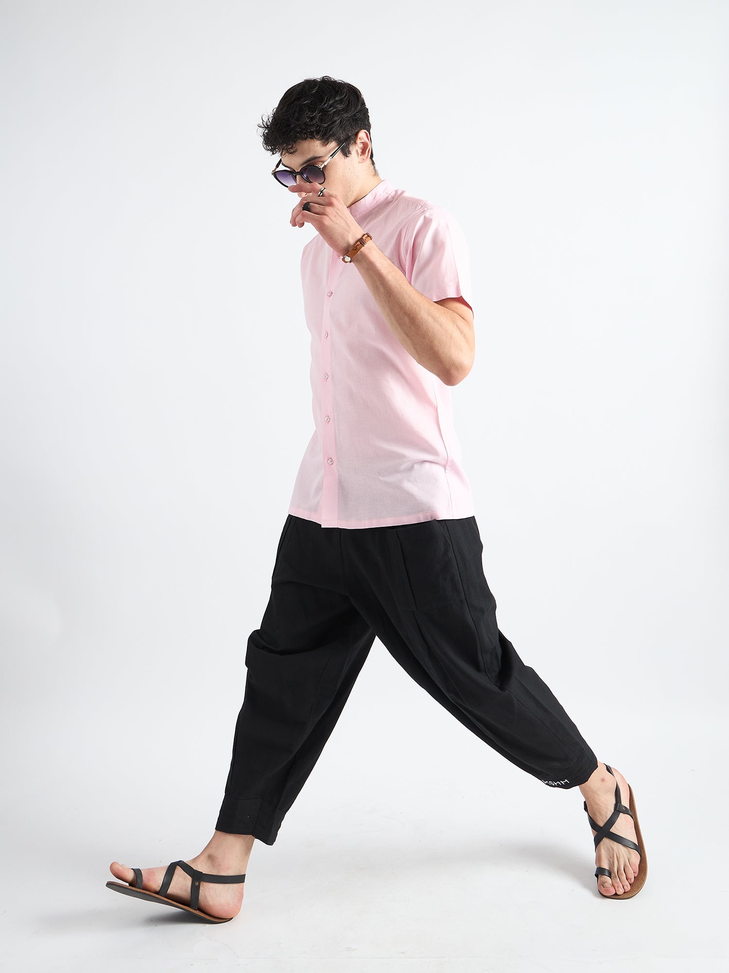 All Yours Light Pink  Mandarin Collar Linen Front_2