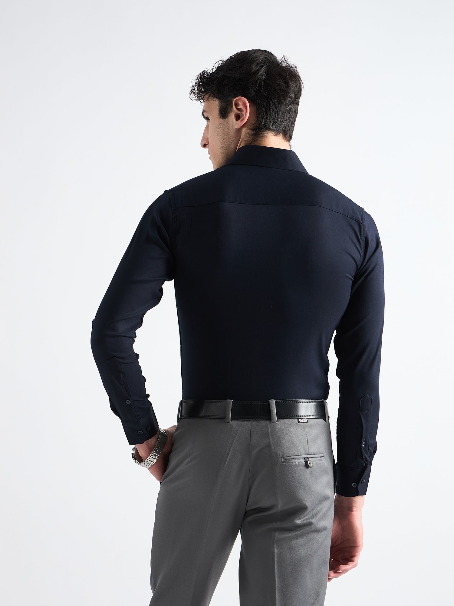 All Yours Midnight Blue  Twill Stretch Cotton Shirt Back