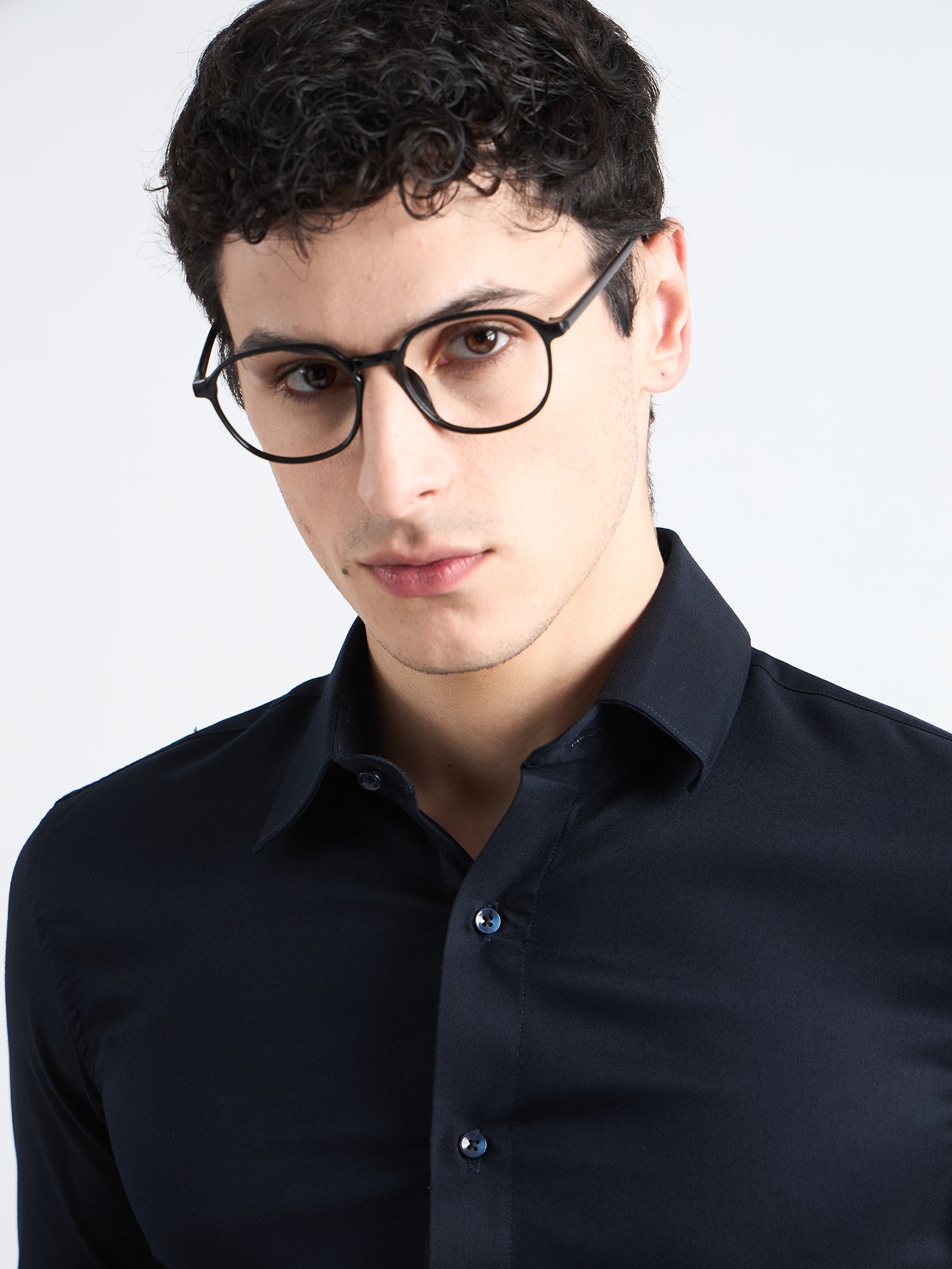 All Yours Midnight Blue  Twill Stretch Cotton Shirt Zoom