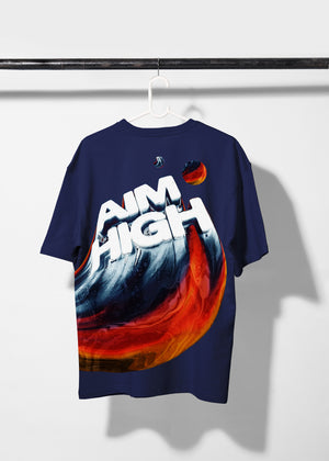 All Yours Navy Blue Oversized T-shirt with Aim High Graphic Back