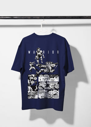 All Yours Navy Blue Oversized T-shirt with Warrior Graphic Back