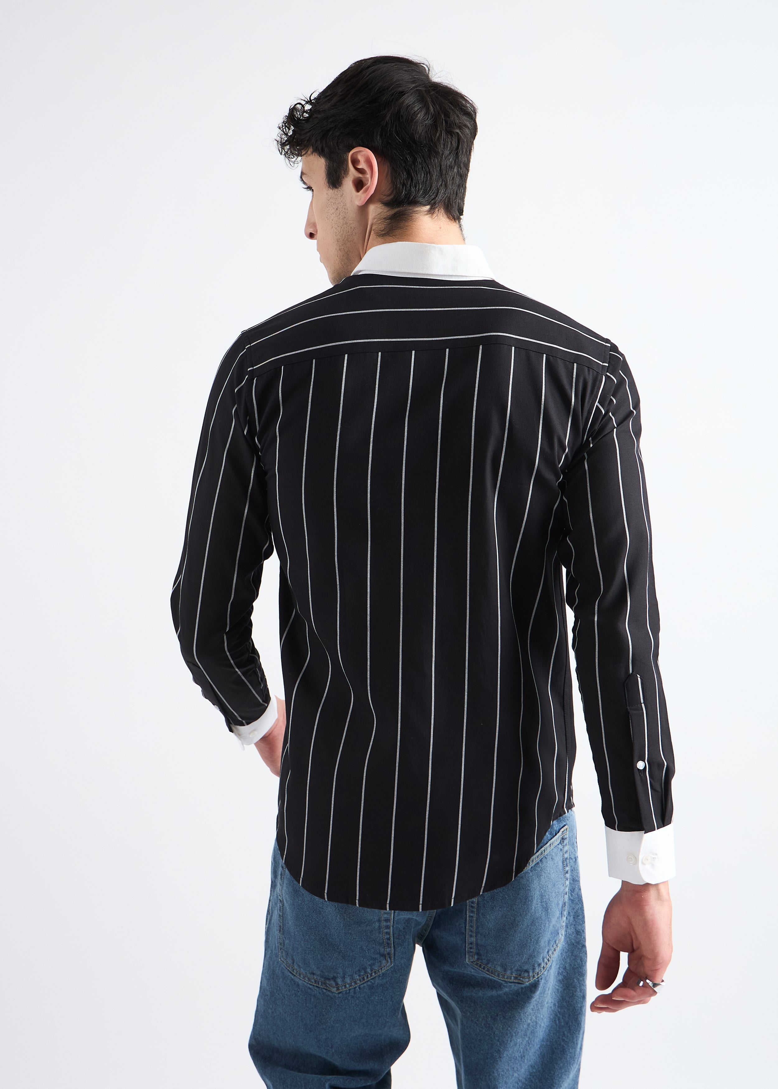 All Yours Noir black Classic Oxford Striped Shirt Back